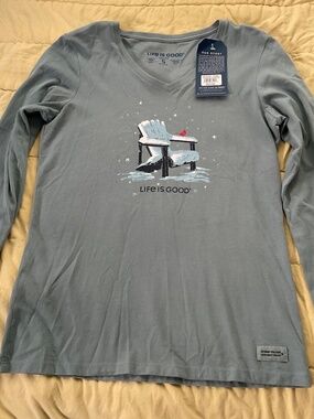 LIFE IS GOOD CRUSHER VEE SNOWY ADIRONDACK LONG SLEEVE SIZE SMALL NWT